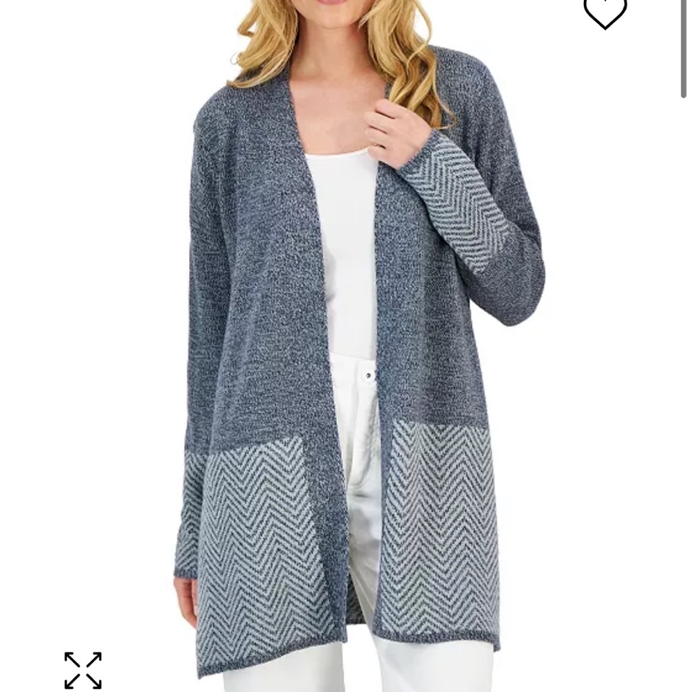 Karen Scott Cotton Turbo-Print Open Cardigan